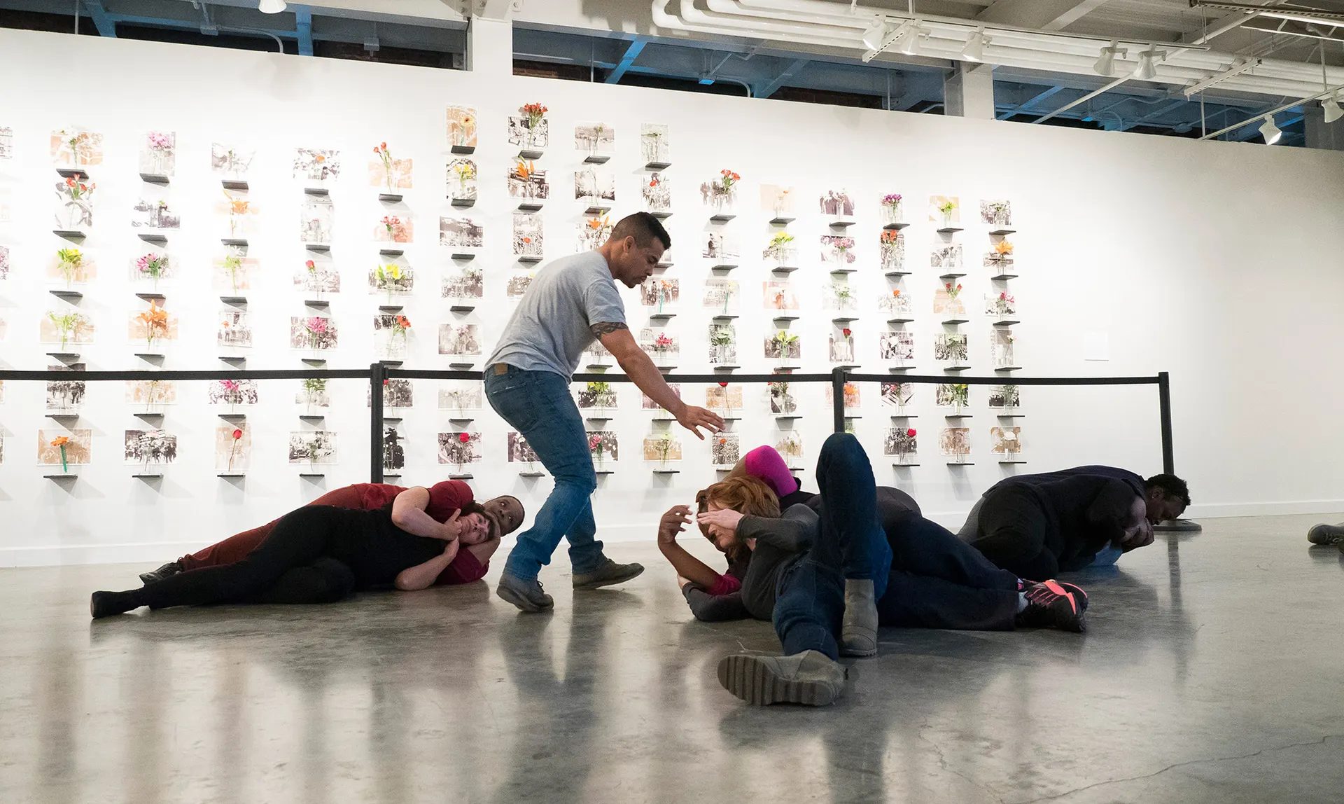 I CAN’T BREATHE WORKSHOP, Public-participatory workshop and performance led by McColl Center alumni artist-in- residence Shaun Leonardo, 2017. Courtesy McColl Center for Art +Innovation